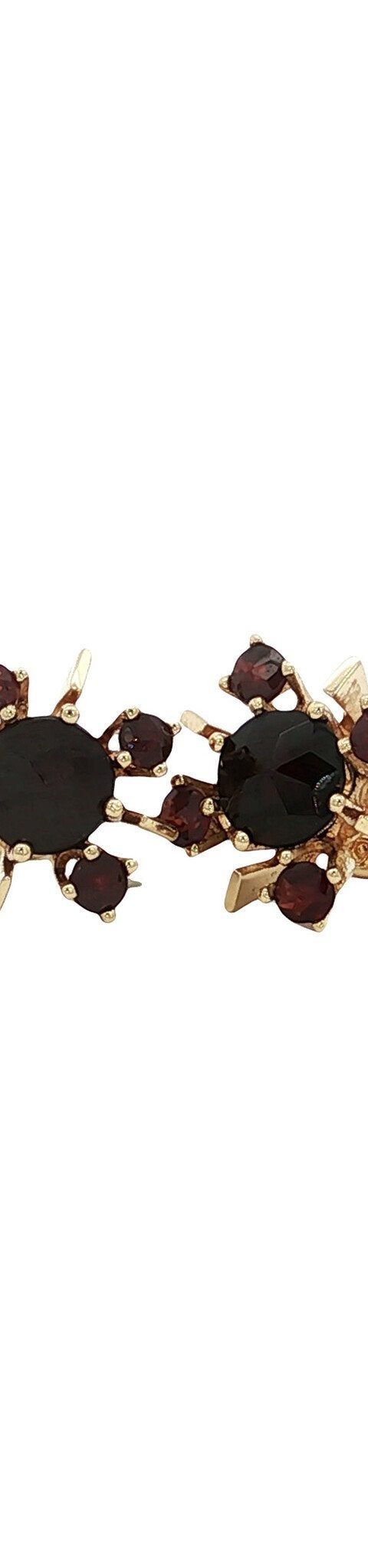 Vintage 14K Gold Cluster Stud Earrings with Garnet